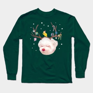 Puppy in Reindeer Antlers Long Sleeve T-Shirt